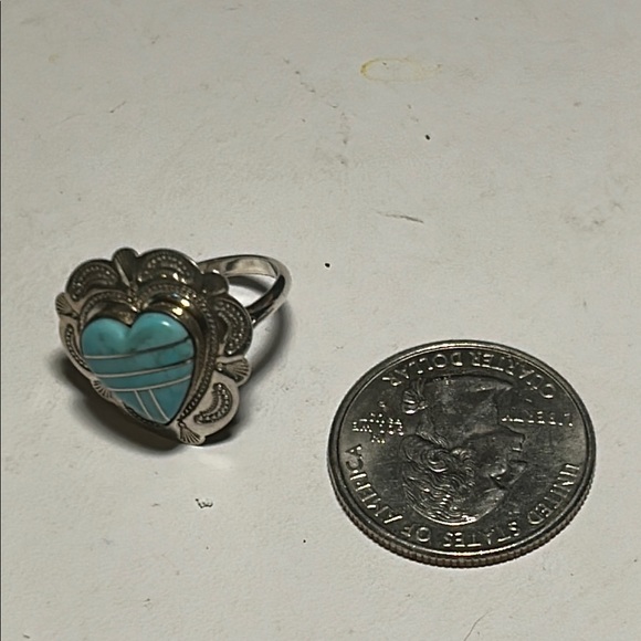 ⭐️⭐️Navajo Sterling Turquoise Heart 🩵Ring🌟 - Picture 8 of 8